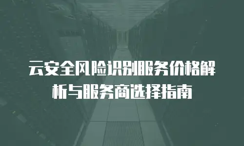 云安全风险识别服务价格解析与服务商选择指南