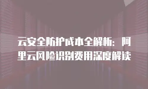 云安全防护成本全解析：阿里云风险识别费用深度解读