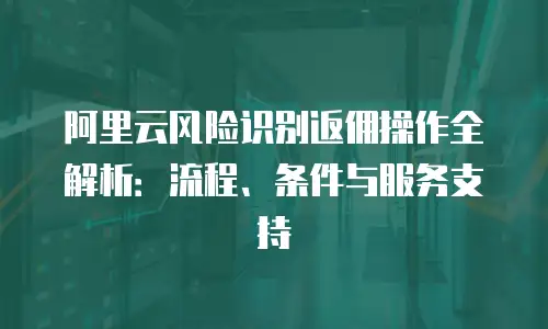 阿里云风险识别返佣操作全解析：流程、条件与服务支持