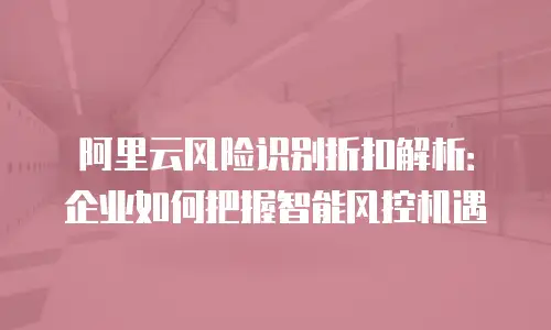 阿里云风险识别折扣解析：企业如何把握智能风控机遇