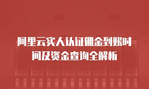 阿里云实人认证佣金到账时间及资金查询全解析