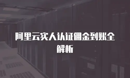 阿里云实人认证佣金到账全解析
