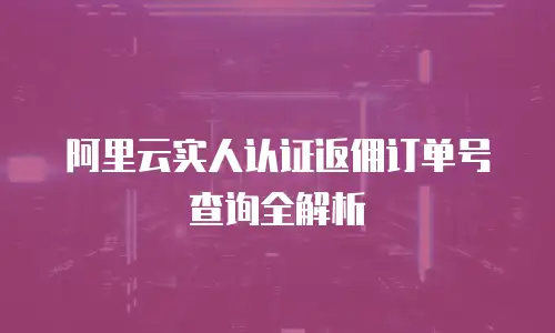 阿里云实人认证返佣订单号查询全解析