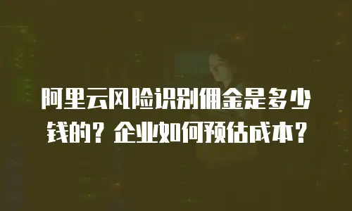 阿里云风险识别佣金是多少钱的？企业如何预估成本？