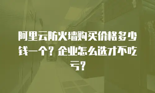 阿里云防火墙购买价格多少钱一个？企业怎么选才不吃亏？