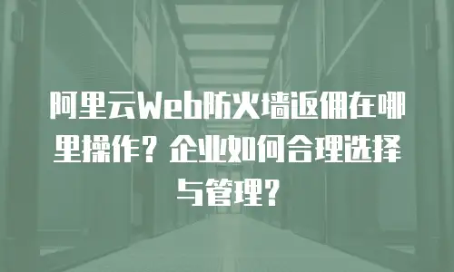 阿里云Web防火墙返佣在哪里操作？企业如何合理选择与管理？