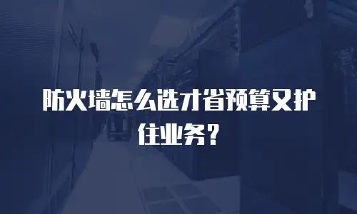 防火墙怎么选才省预算又护住业务？