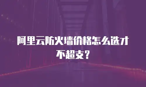 阿里云防火墙价格怎么选才不超支？