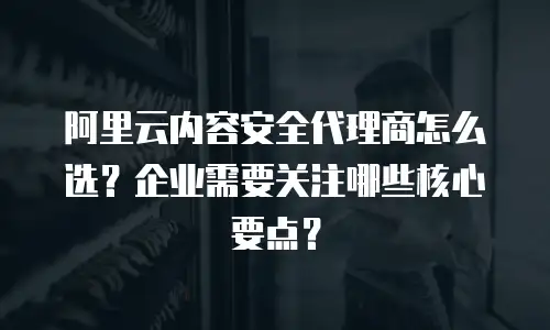 阿里云内容安全代理商怎么选？企业需要关注哪些核心要点？