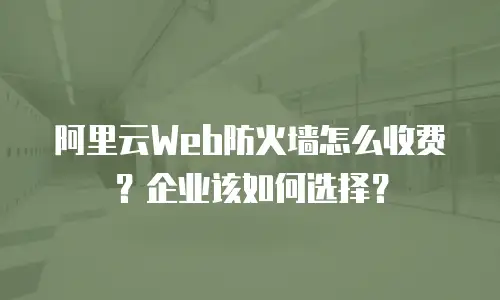 阿里云Web防火墙怎么收费？企业该如何选择？