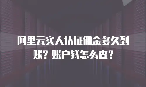 阿里云实人认证佣金多久到账？账户钱怎么查？