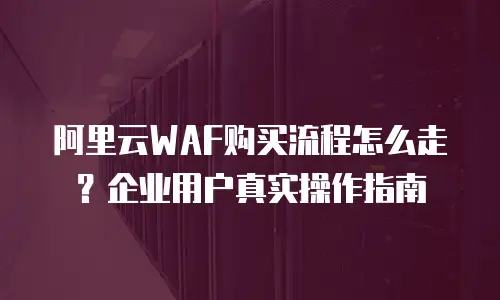 阿里云WAF购买流程怎么走？企业用户真实操作指南