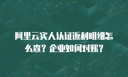 阿里云实人认证返利明细怎么查？企业如何对账？