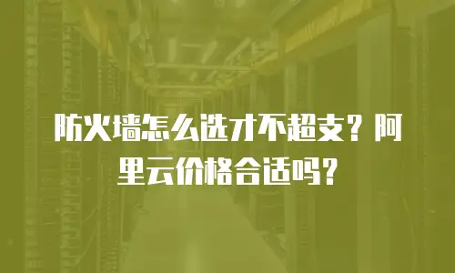 防火墙怎么选才不超支？阿里云价格合适吗？