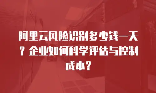 阿里云风险识别多少钱一天？企业如何科学评估与控制成本？