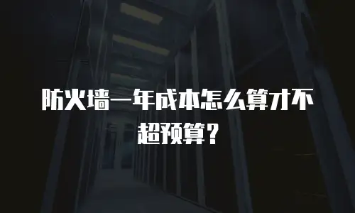 防火墙一年成本怎么算才不超预算？