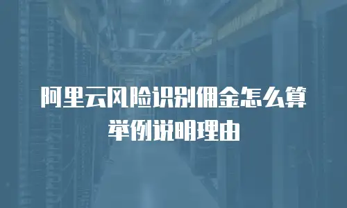 阿里云风险识别佣金怎么算 举例说明理由