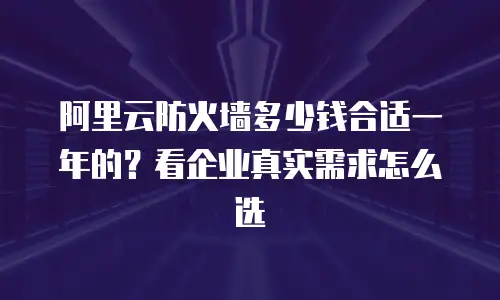 阿里云防火墙多少钱合适一年的？看企业真实需求怎么选