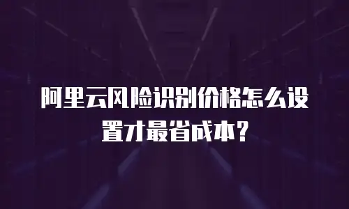 阿里云风险识别价格怎么设置才最省成本？