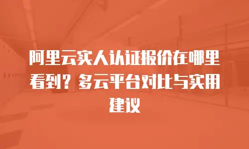 阿里云实人认证报价在哪里看到？多云平台对比与实用建议