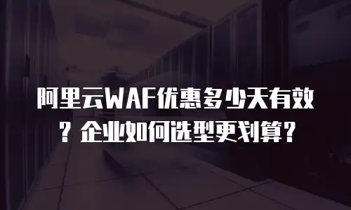 阿里云WAF优惠多少天有效？企业如何选型更划算？