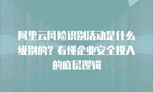 阿里云风险识别活动是什么级别的？看懂企业安全投入的底层逻辑