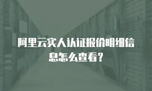 阿里云实人认证报价明细信息怎么查看？