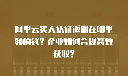 阿里云实人认证返佣在哪里领的钱？企业如何合规高效获取？