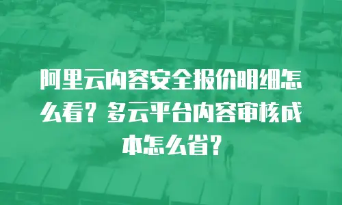 阿里云内容安全报价明细怎么看？多云平台内容审核成本怎么省？