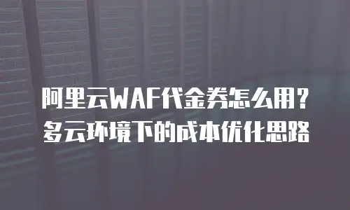 阿里云WAF代金券怎么用？多云环境下的成本优化思路