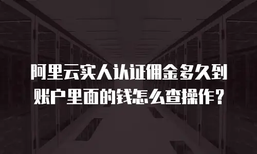 阿里云实人认证佣金多久到账户里面的钱怎么查操作？