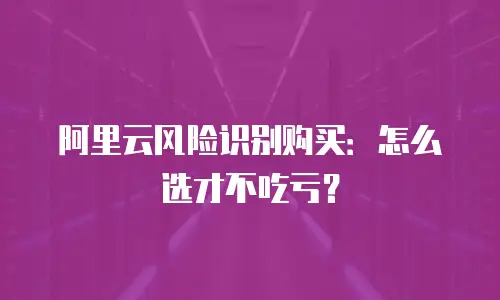 阿里云风险识别购买：怎么选才不吃亏？