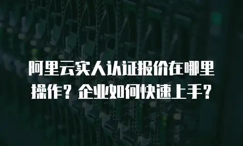 阿里云实人认证报价在哪里操作？企业如何快速上手？