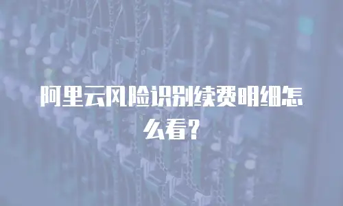 阿里云风险识别续费明细怎么看？