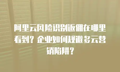 阿里云风险识别返佣在哪里看到？企业如何规避多云营销陷阱？