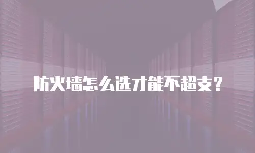 防火墙怎么选才能不超支？