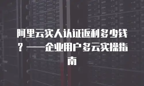 阿里云实人认证返利多少钱？——企业用户多云实操指南