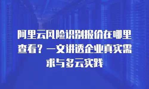 阿里云风险识别报价在哪里查看？一文讲透企业真实需求与多云实践