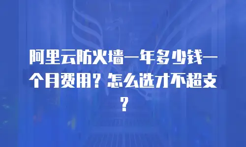 阿里云防火墙一年多少钱一个月费用？怎么选才不超支？