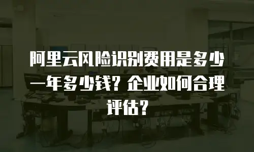 阿里云风险识别费用是多少一年多少钱？企业如何合理评估？