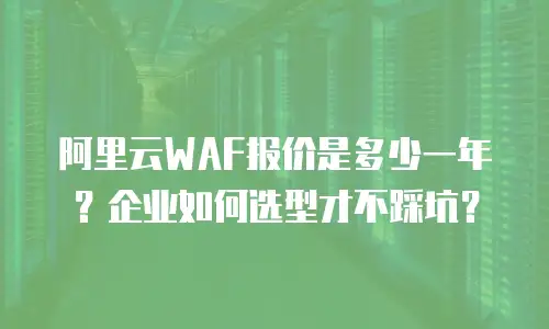 阿里云WAF报价是多少一年？企业如何选型才不踩坑？