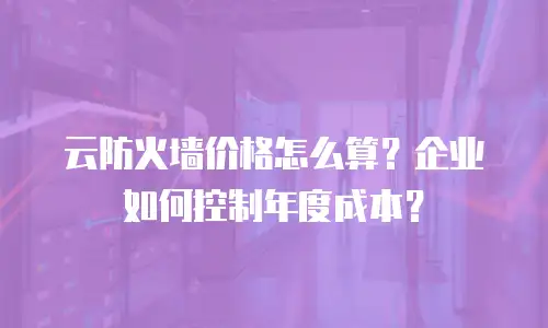 云防火墙价格怎么算？企业如何控制年度成本？