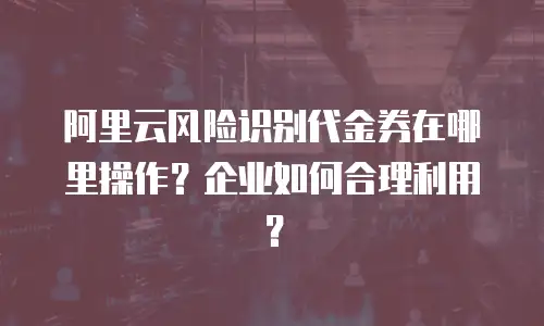 阿里云风险识别代金券在哪里操作？企业如何合理利用？