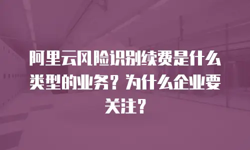 阿里云风险识别续费是什么类型的业务？为什么企业要关注？