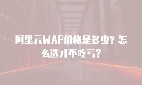阿里云WAF价格是多少？怎么选才不吃亏？