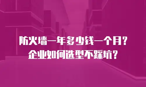 防火墙一年多少钱一个月？企业如何选型不踩坑？