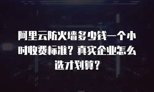 阿里云防火墙多少钱一个小时收费标准？真实企业怎么选才划算？