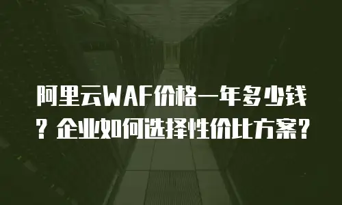 阿里云WAF价格一年多少钱？企业如何选择性价比方案？