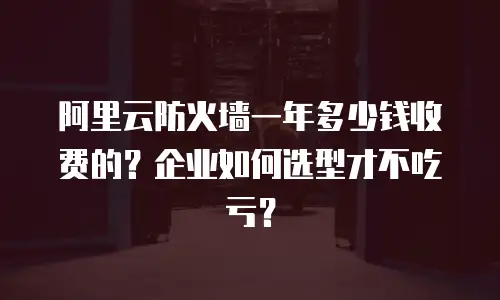 阿里云防火墙一年多少钱收费的？企业如何选型才不吃亏？