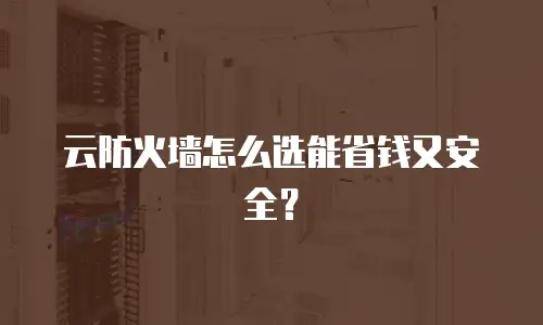 云防火墙怎么选能省钱又安全？